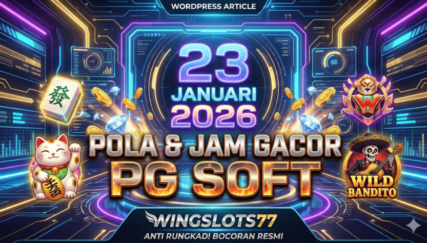Pola gacor PG Soft hari ini, Jam hoki main slot 23 Januari 2026, RTP Live Wingslots77, Bocoran slot gacor 2026, Trik Mahjong Ways 2, Link alternatif Wingslots77, Game PG Soft mudah menang.