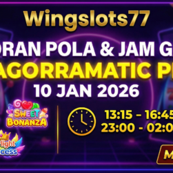 Wingslots77, Pragmatic Play 2026, Jam Gacor 10 Januari 2026, Pola Slot Hari Ini, RTP Live Wingslots77, Slot Gacor 2026, Info Slot Gacor, Gates of Olympus 1000.